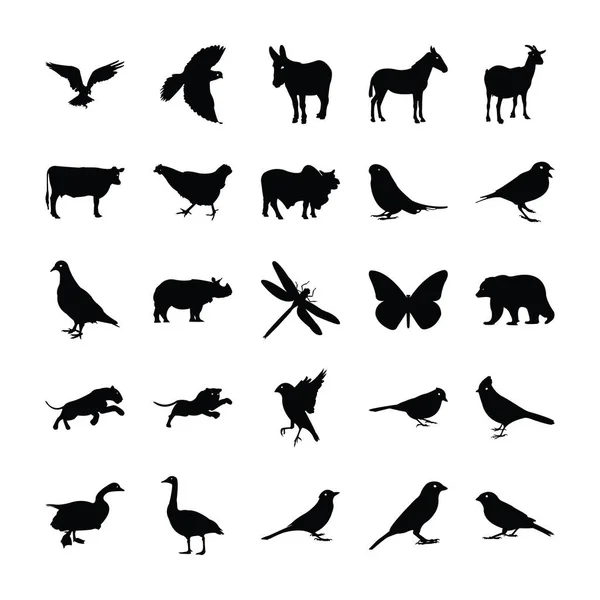 Animales Silueta Vector Pack — Archivo Imágenes Vectoriales