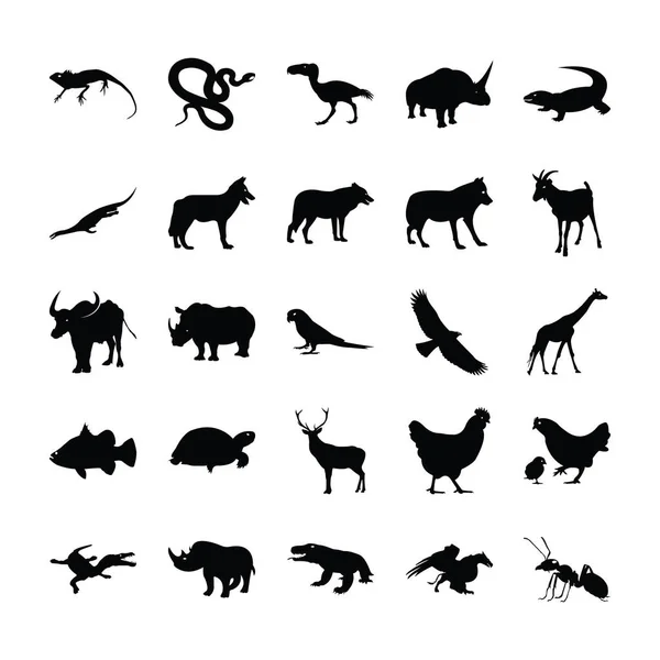 Animales Salvajes Iconos Pack — Archivo Imágenes Vectoriales