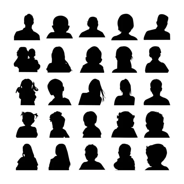 Human Face Silhouettes Vector Collection — Stock Vector