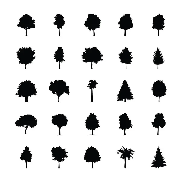 Silhouette Vectorielle Remplie Arbres — Image vectorielle