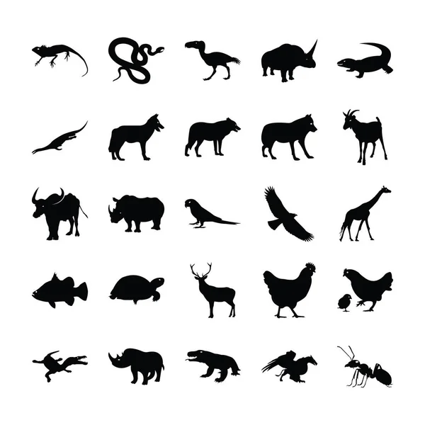 Wild Animals Icons Pack — Stock Vector