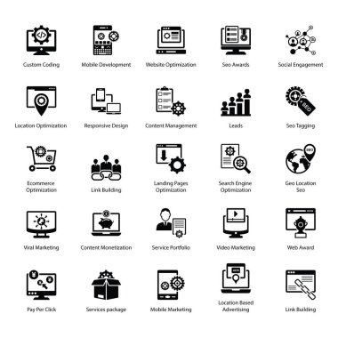 Seo Glyph Kavramsal Simgeler Paketi