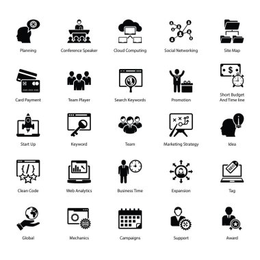 Pazarlama Kabartması Kavramsal Simgeler Paketi