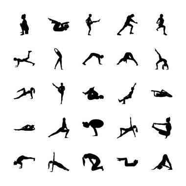 Yoga Poses Solid Pictograms  clipart