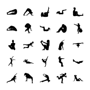 Fiziksel Faaliyet ve Yoga Piktogram Vektörleri