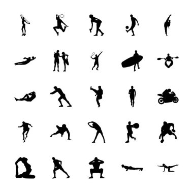 Spor Silüetleri Simgeleri Ayarlandı