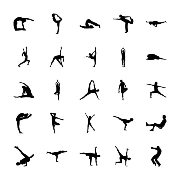 Yoga Katı Pictogramları Ayarla — Stok Vektör