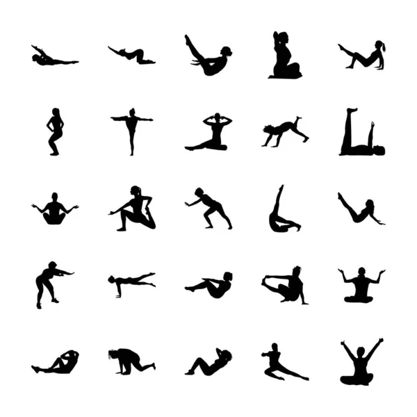 Yoga Pictogram Simgeleri Paketi — Stok Vektör