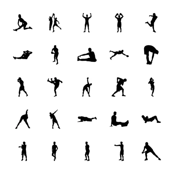 Pakket Sportieve Silhouetten Pictogrammen — Stockvector