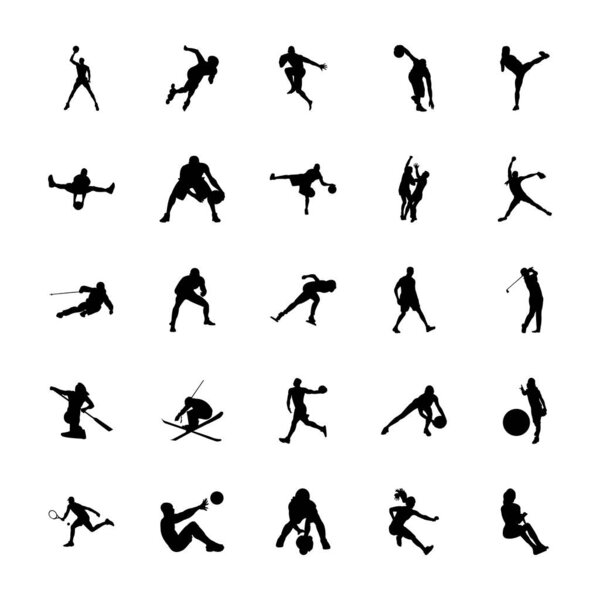 Outdoor Sports Silhouettes Icons Pack 