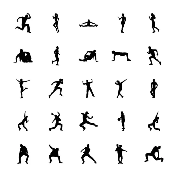 Aerobic Silhouetten Icons Set — Stockvektor