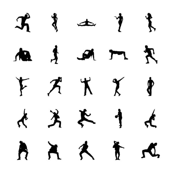 Aerobics Silhouettes Icons Set