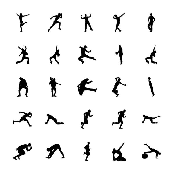 Bundle of Physical Activities Silhouettes Vectors 