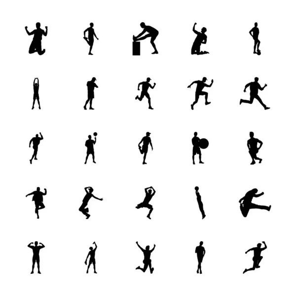 Fitness Övning Silhouettes Vectors Pack — Stock vektor