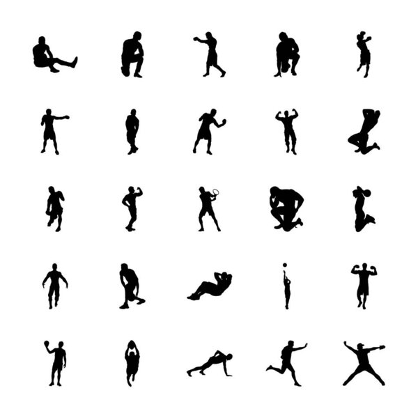 Bundle of Fitness Exercise Silhouettes Vectors 