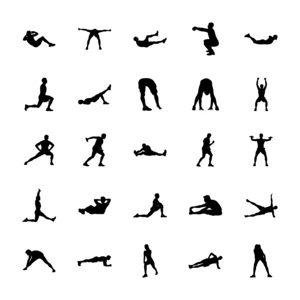 Body Exercise Silhouettes Vectors Set