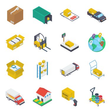 Lojistik Teslimat İzometrik Simgeler Paketi