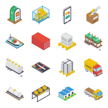 Sevkiyat Isometric Simgeleri Paketi 