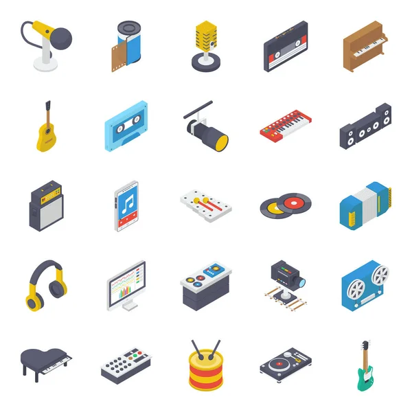 Strumento Musicale Isomric Icons Pack — Vettoriale Stock