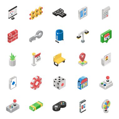 Kumarhane Oyunları Isometric Vektörleri Paketi 