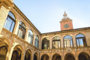 Bologna, İtalya, 14 Ağustos 2016: Archiginnas avlusu