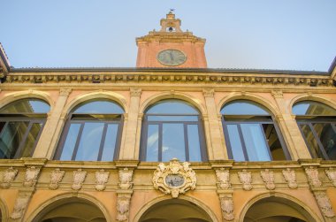 Bologna, İtalya, 14 Ağustos 2016: Archiginnasio cephe 
