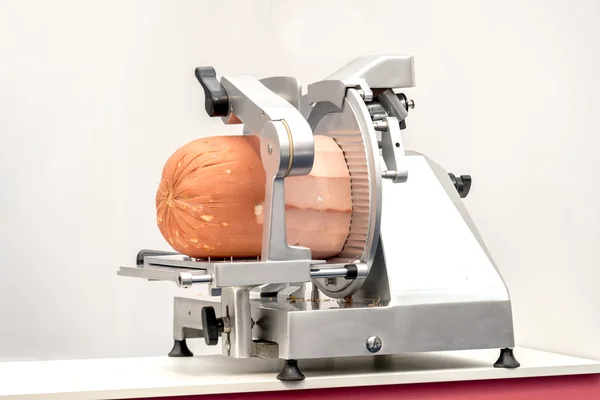 Meat slicer mortadella bologna — Stock Photo, Image