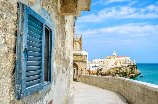 vieste gargano apulia italy window medanean sea village
