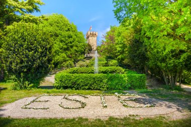 Carrarese castle italian garden in Este town euganean hills veneto italy clipart