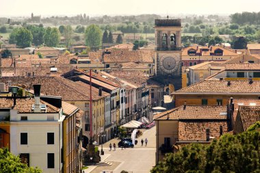 tower town aerial Este village Padua province Veneto region Ital clipart