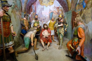 Sacro Monte di Varallo İncille sahne gösterimi İsa Mesih Zekat scourging dikenli taç