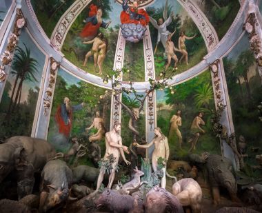 Adem ve Havva cennet Sacro Monte di Varallo Piedmont İtalya pişmiş toprak İncille sahne gösterimi