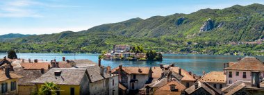 Orta göl yatay İtalya Gölü hava San Giulio Adası novara 