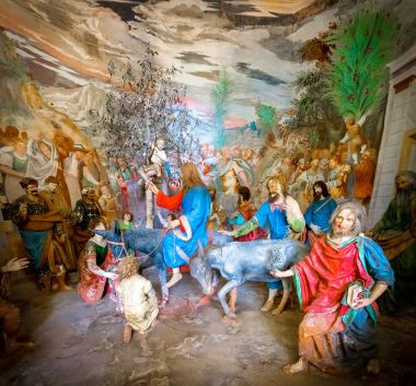 giriş içinde Kudüs İsa Mesih'in İncil karakter sahne gösterimi üzerinde