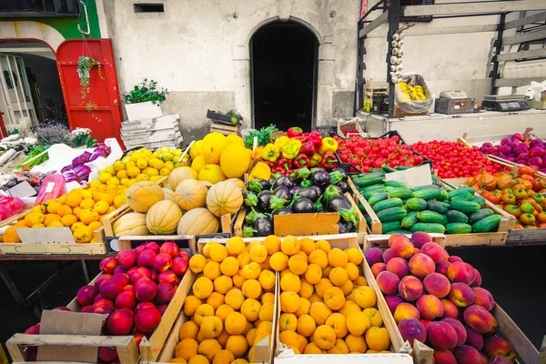 local market greengrocery food miles fruits and vegetable shelve