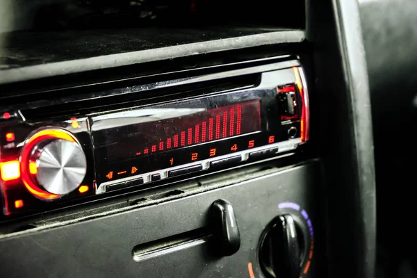 Car radio front volume closeup — Stock Photo, Image