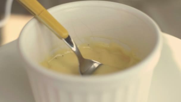 Σπιτικό mayo κλασικό μαγιονέζα κίτρινο φόντο vintage — Αρχείο Βίντεο