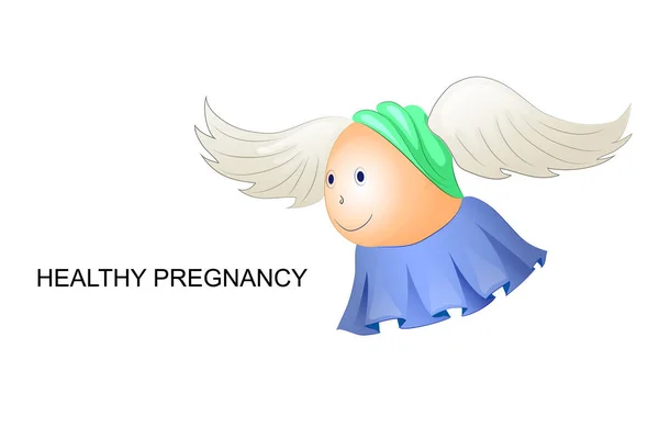 Sjov gravid mave, der illustrerer en sund graviditet – Stock-vektor
