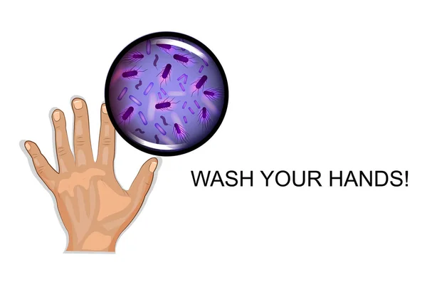 Un manifesto che avverte che è importante lavarsi le mani — Vettoriale Stock