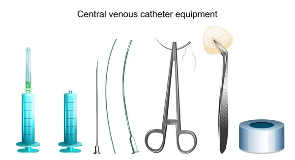 Central venous catheter equipment — Stock Vector