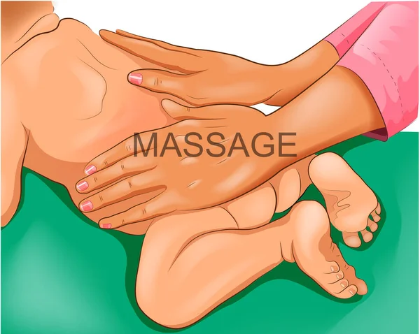 Massage of the newborn — Stock Vector