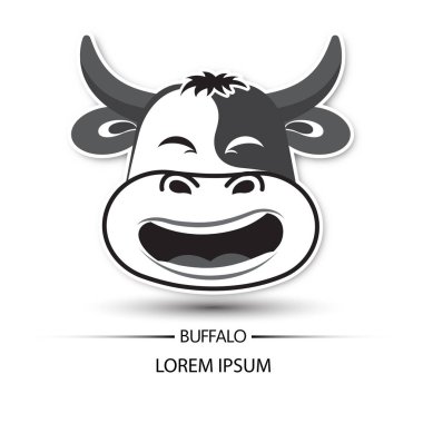Buffalo yüz gülmek logo ve beyaz arka plan vektör