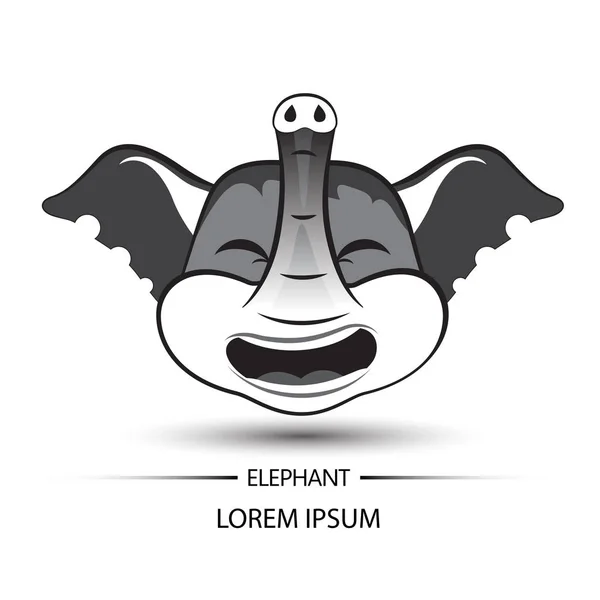 Elefante rosto rir logotipo e vetor de fundo branco — Vetor de Stock