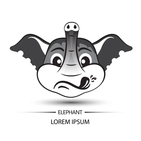 Elefante rosto sensível logotipo e vetor de fundo branco — Vetor de Stock