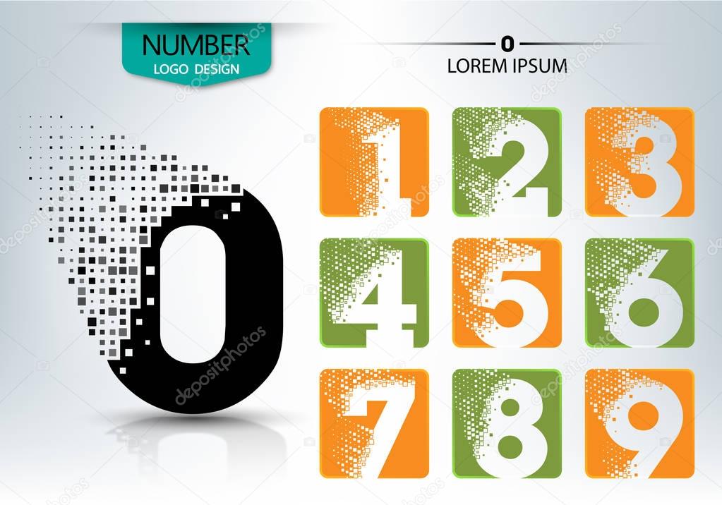 Set of logo number shape spread vector design illustration