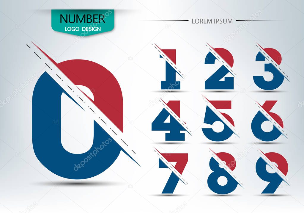 Set of numbers logo or icon, Vector illustration