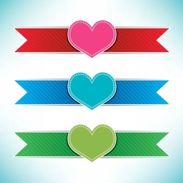 Kalp şeritler vektör hediyeler ve Hatıra Eşyası için renkli — Stok Vektör
