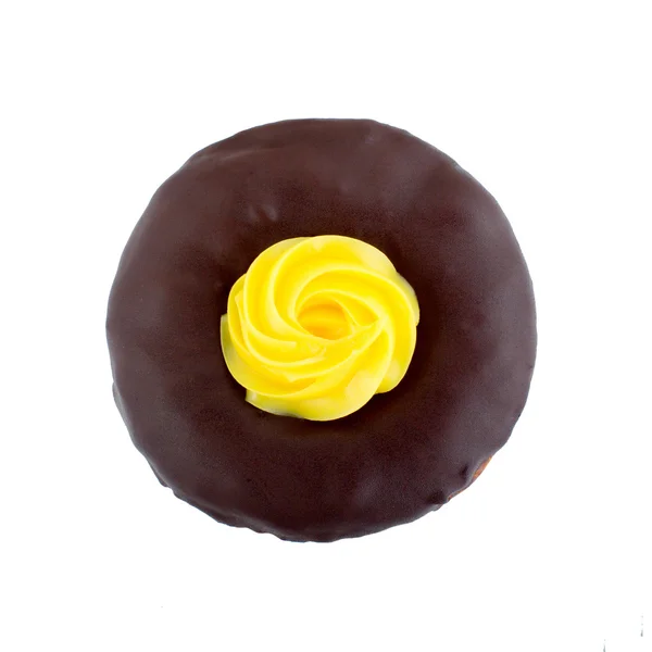 Doughnut skąpany w płynie krem czekoladowy — Zdjęcie stockowe