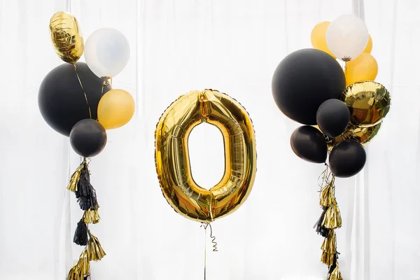 Golden number zero balloon — Stock Photo, Image