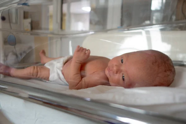 Новорожденный лежит на капельнице в больнице — стоковое фото